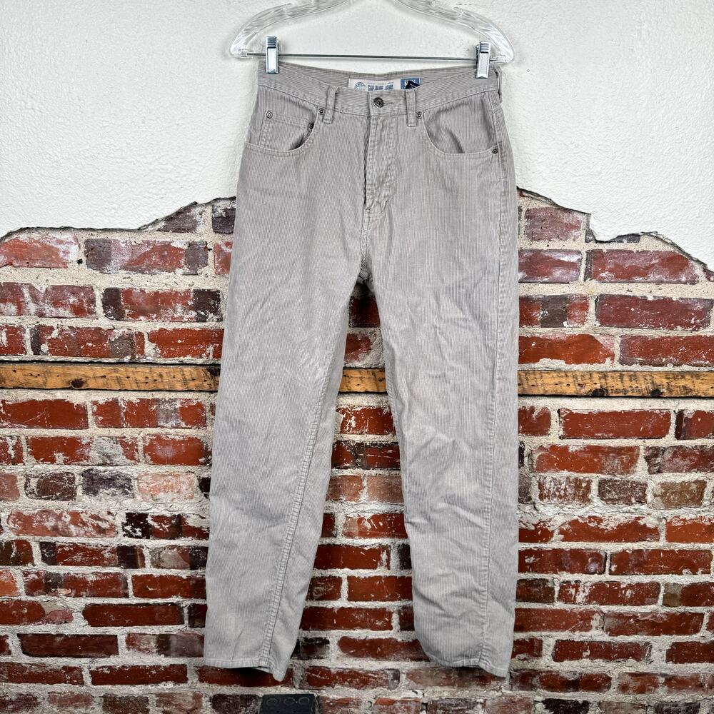 Vintage Gap Pants Size 28 Tan Cotton Corduroy High Rise Tapered Leg Classic
